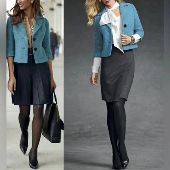 CAbi Women’s Blazer Boucle Charming Wool
Blend Turquoise Black Size 4 - Picture 7 of 16